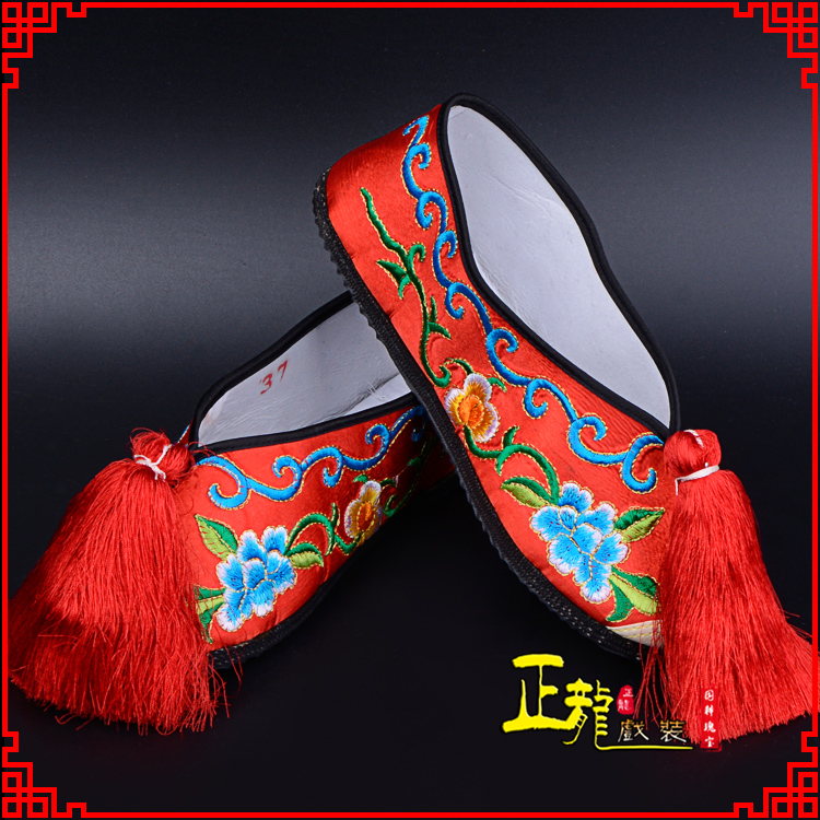 长岭京剧越剧戏曲彩鞋花旦绣花 普平底彩鞋