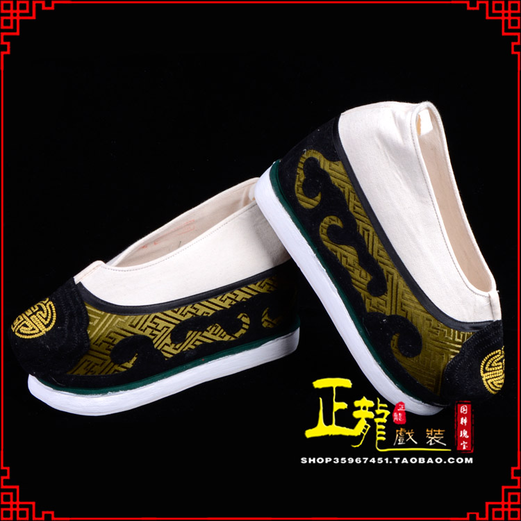 长岭戏鞋方口鞋老生鞋老旦鞋三义斋纸底内高福字履