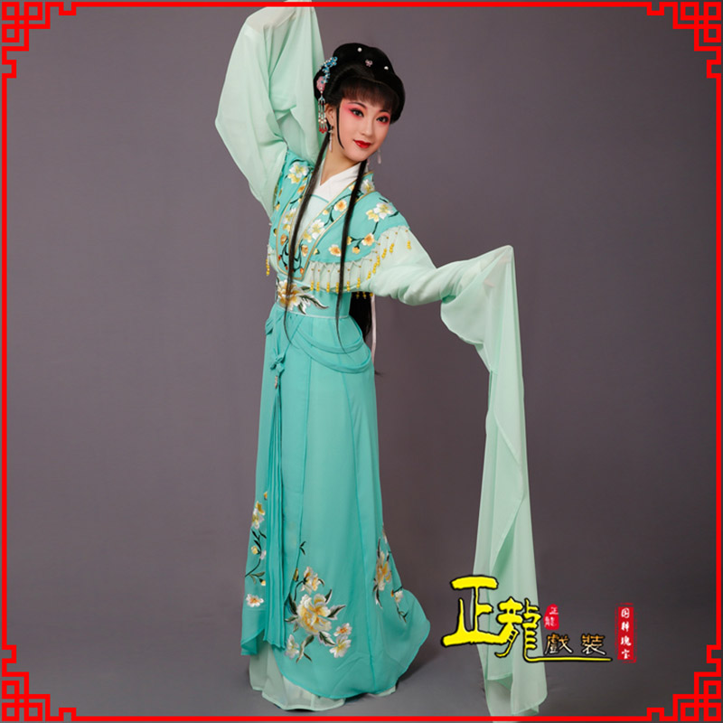长岭青衣水袖戏服演出服 云肩花旦衣
